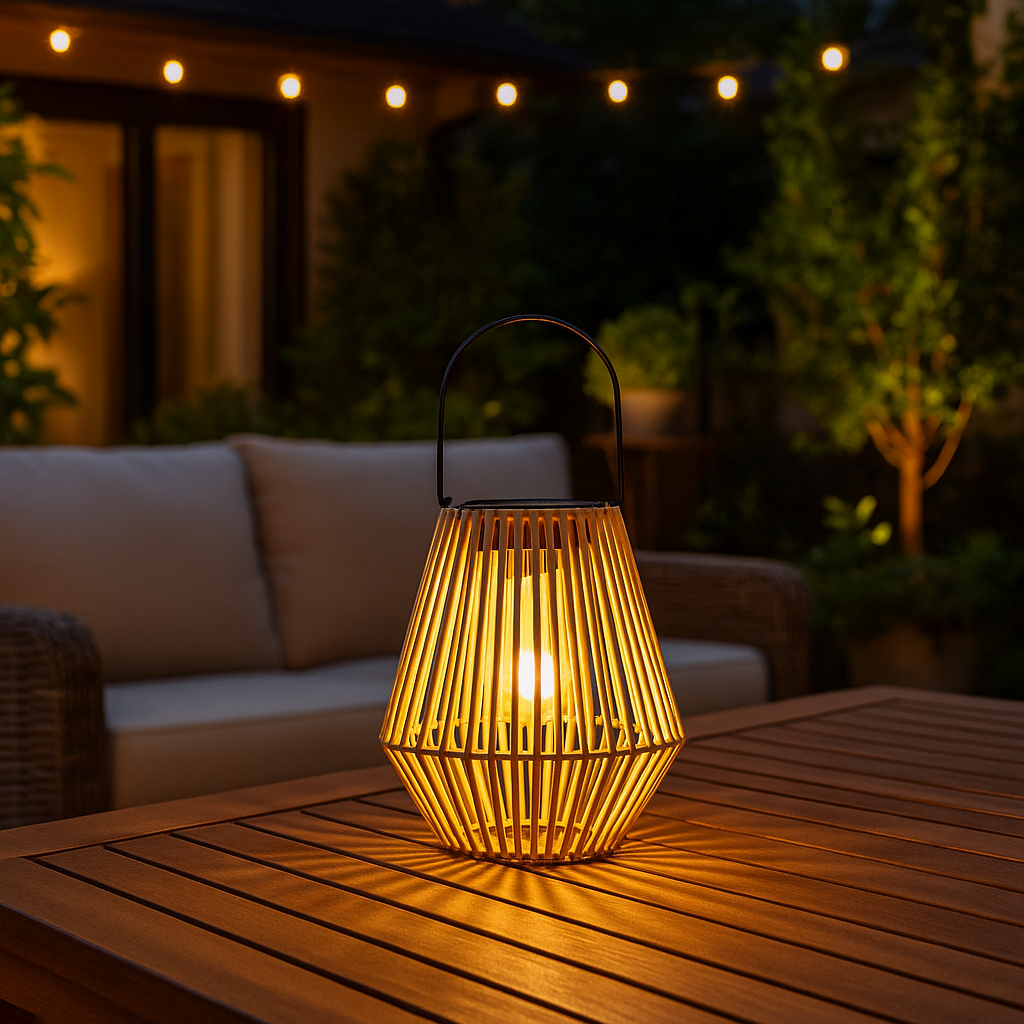 Lanterne Solaire en Rotin Étanche IP65 – Suspension ou Pose au Sol, Design Bambou Naturel (Phoenix) LUMICONCEPT