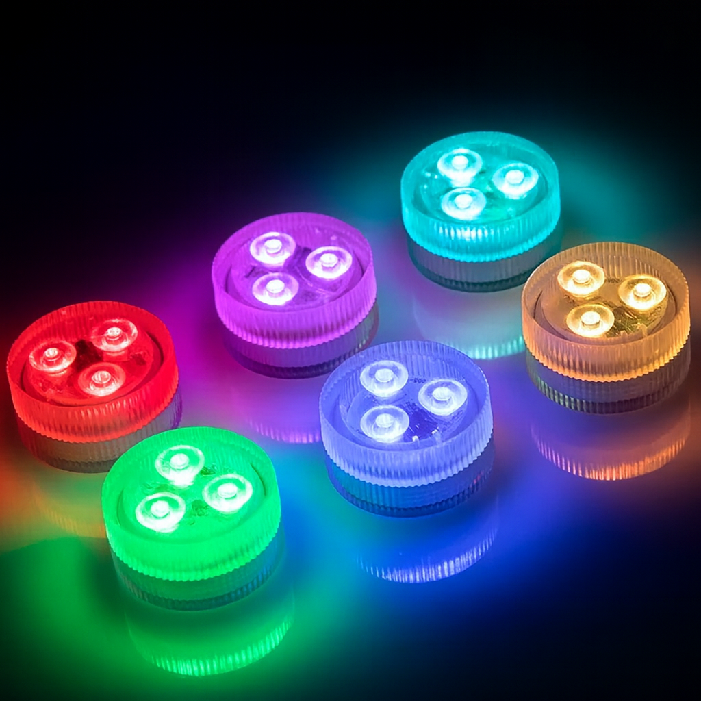 Lampes LED sous-marines à piles – IP68, 16 couleurs avec télécommande, lumière submersible RGB pour piscine et fêtes - LUMICONCEPT
