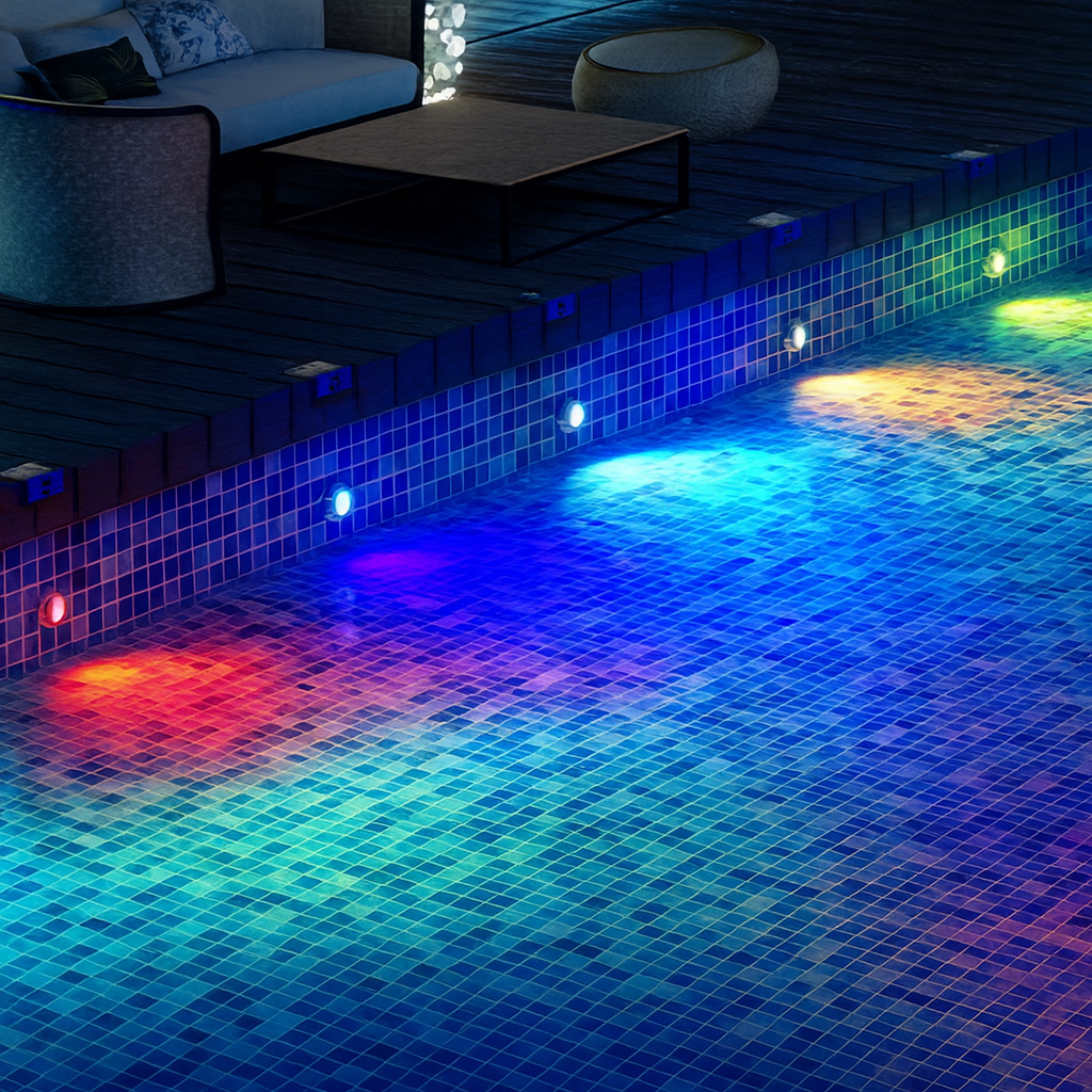 Lumières solaires submersibles pour piscine – IP68, LED RGB 16 couleurs avec télécommande et minuterie - LUMICONCEPT
