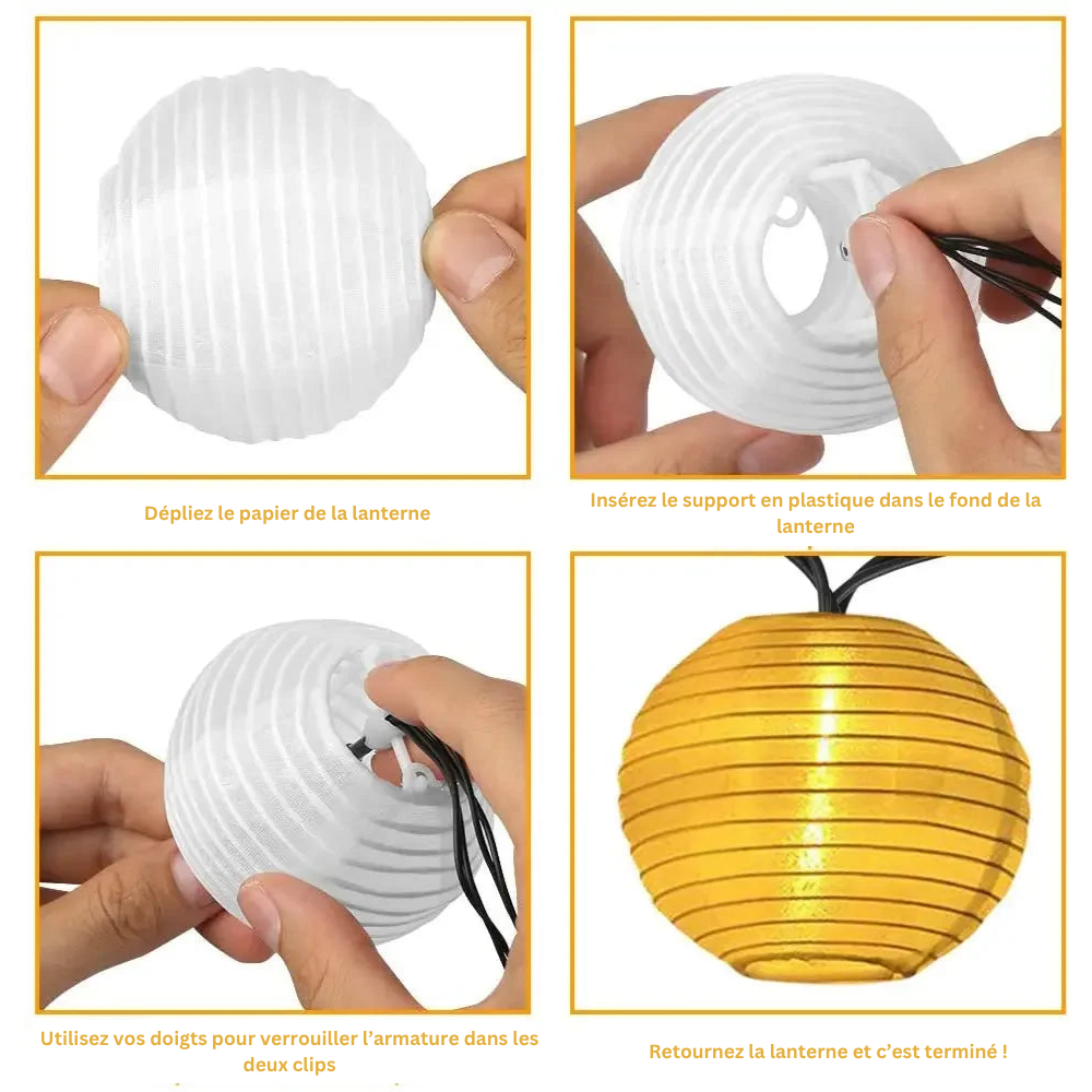 Lanterne Solaire LED avec Guirlande – Étanche, 30 Lumières sur Chaîne 6,5 m, Décoration Jardin et Terrasse (Cygnus) - LUMICONCEPT