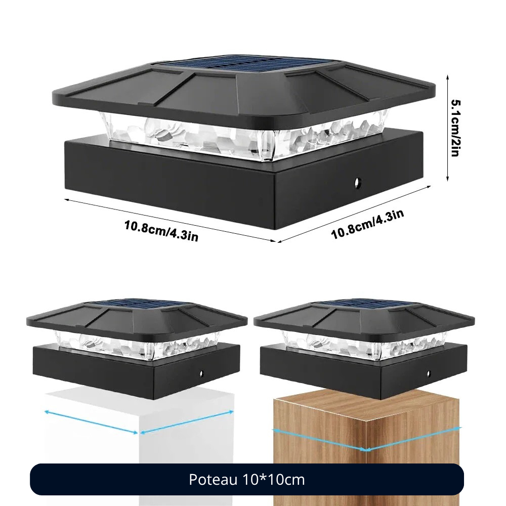 Lampe de Pilier Solaire IP65 – 3 Modes de Lumière, Étanche & Autonome (Andromeda) - LUMICONCEPT