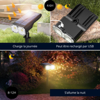 Projecteur Solaire LED RVB & Blanc Chaud – Étanche IP67 avec Charge Solaire & USB (Hydra) - LUMICONCEPT