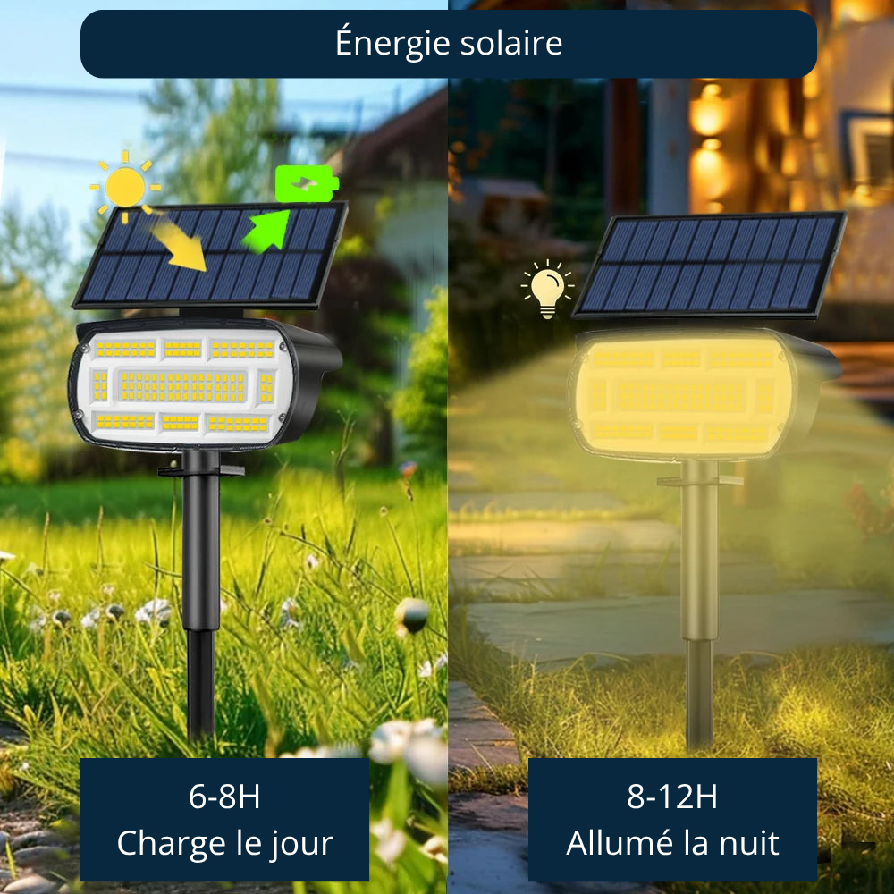 Projecteur Solaire LED 136 LED avec 3 Modes – Éclairage Extérieur Jardin & Allée, Étanche IP65 (Aquila) - LUMICONCEPT