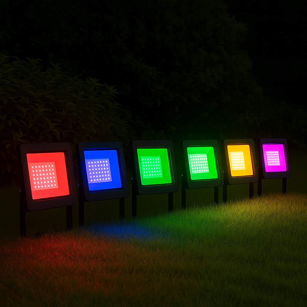 Projecteur LED RGB Extérieur 100W avec Télécommande – Étanche IP66 (Orion) LUMICONCEPT