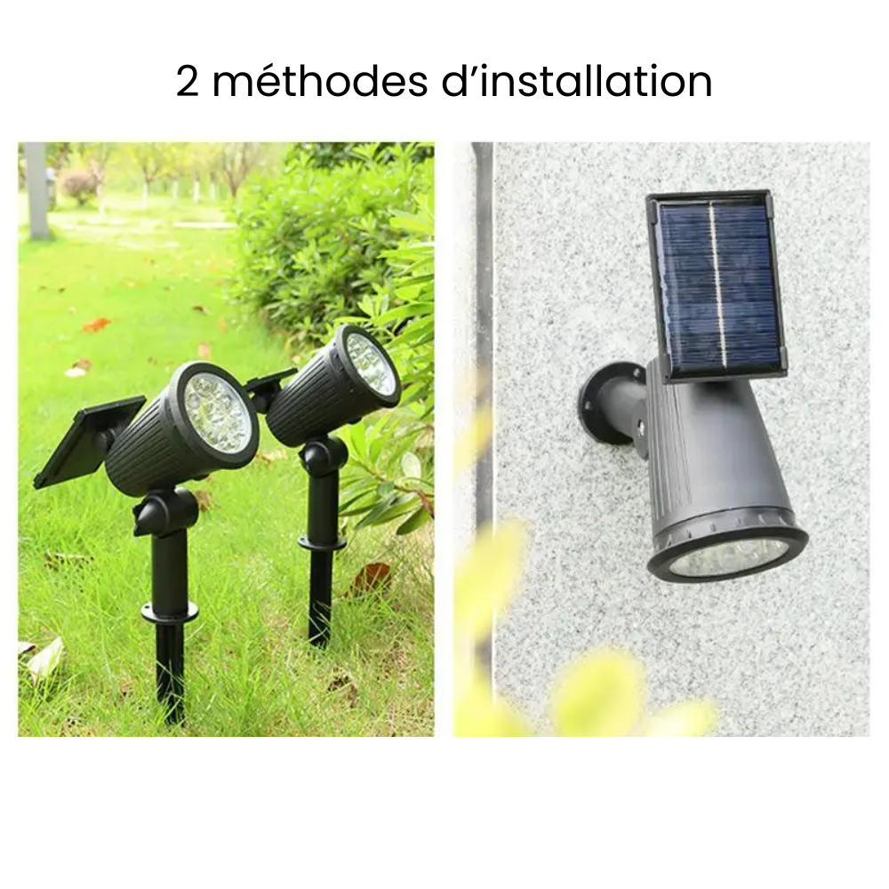 Projecteur Solaire 9 LED – Étanche IP65, Luminosité Réglable pour Jardin, Allée, Pelouse et Extérieur (Andromeda) LUMICONCEPT