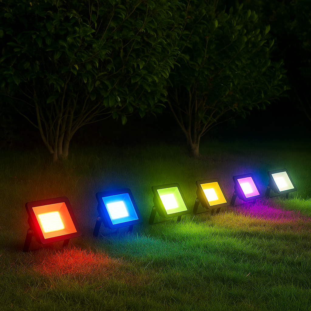 Projecteur LED RGB Extérieur 20W avec Télécommande – Étanche IP66 (Orion) LUMICONCEPT