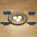Spot LED Encastrable Extérieur 3W IP67 Étanche – Lumière Souterraine pour Jardin & Allée (Andromeda) - LUMICONCEPT