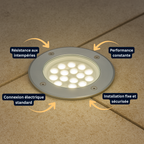 Spot LED Encastrable Extérieur 9W IP67 Étanche – Lumière Souterraine pour Jardin & Allée (Andromeda) - LUMICONCEPT