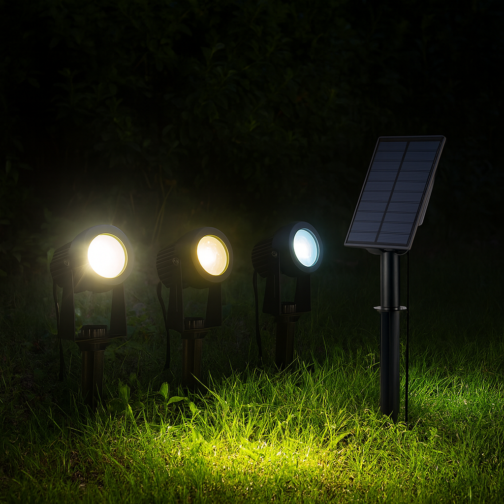 Lot de 2 Projecteurs Solaires LED Extérieur 3000K/6000K – Étanche IP65 (Draco) LUMICONCEPT