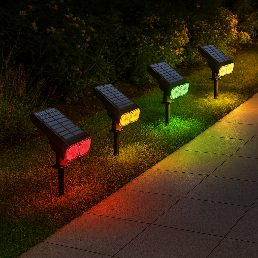 Projecteur Solaire LED RVB & Blanc Chaud – Étanche IP67 avec Charge Solaire & USB (Hydra) LUMICONCEPT