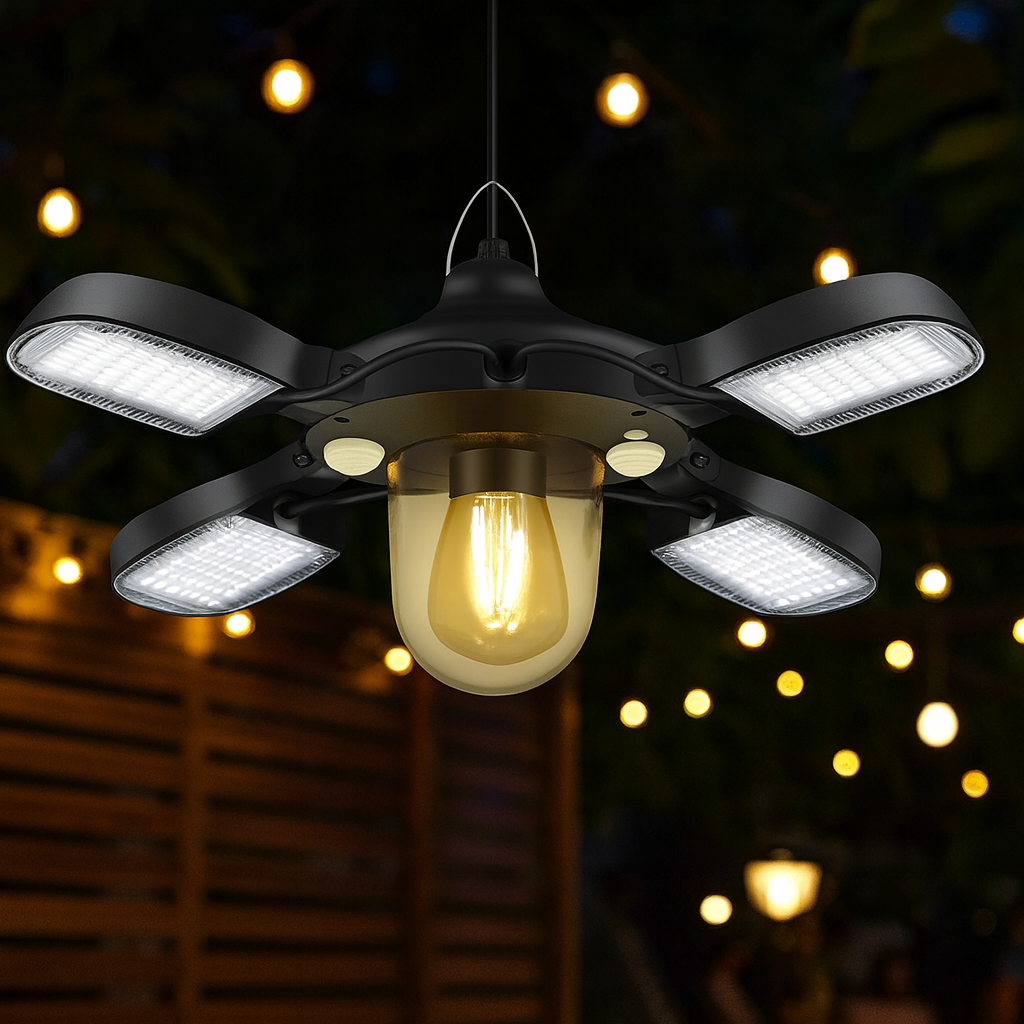 Suspension Solaire LED – Simple ou Double Tête, Télécommande, 5 Modes d’Éclairage, Ultra-Lumineuse 1000 lm, Étanche IP65 (Orion) LUMICONCEPT
